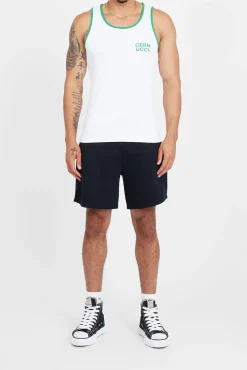 CLO-TOP-TEE Embroidered Muscle Fit Vest - White & Green