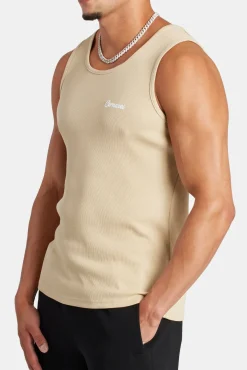CLO-TOP-TEE Embroidered Slim Fit Vest - Stone