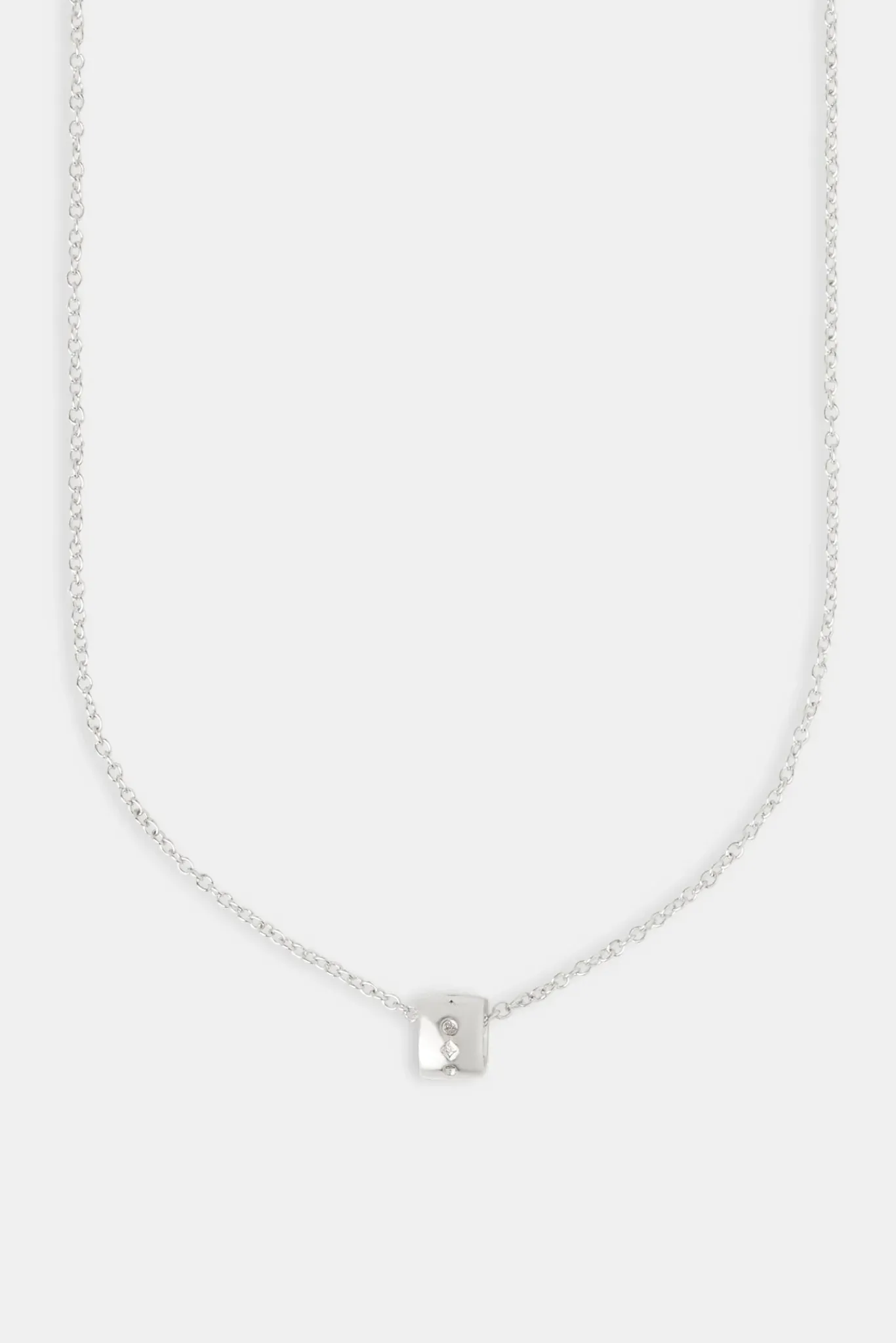 Women JWL-NECK Engraved Hoop Rolo Necklace - 12mm - White