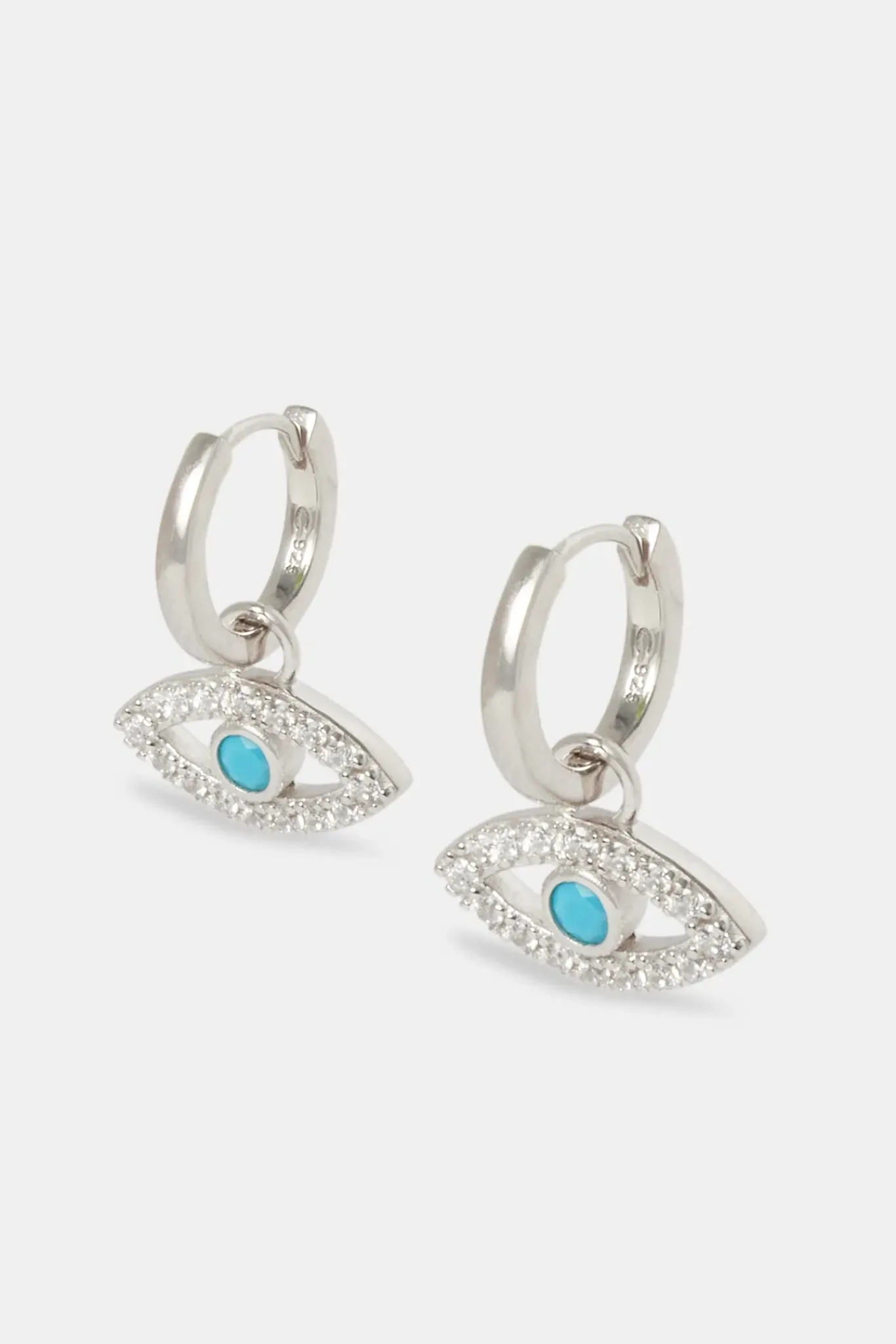 Women JWL-EAR Evil Eye Drop Earrings - White - 20mm