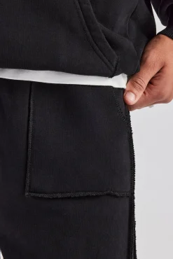 CLO-BOT-TRO Exposed Seam Straight Leg Jogger - Black