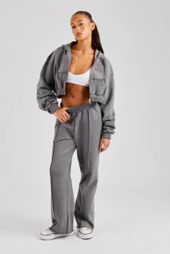 Women CLO-SET Exposed Seam Tracksuit - Charcoal