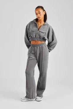 Women CLO-SET Exposed Seam Tracksuit - Charcoal