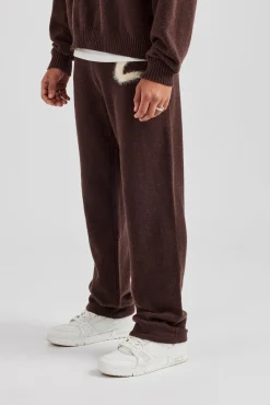 CLO-BOT-TRO-KTW Fluffy Intarsia C Jogger - Chocolate