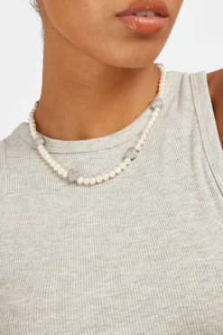 Women JWL-CHN-PRL Freshwater Pearl and Iced Heart Necklace