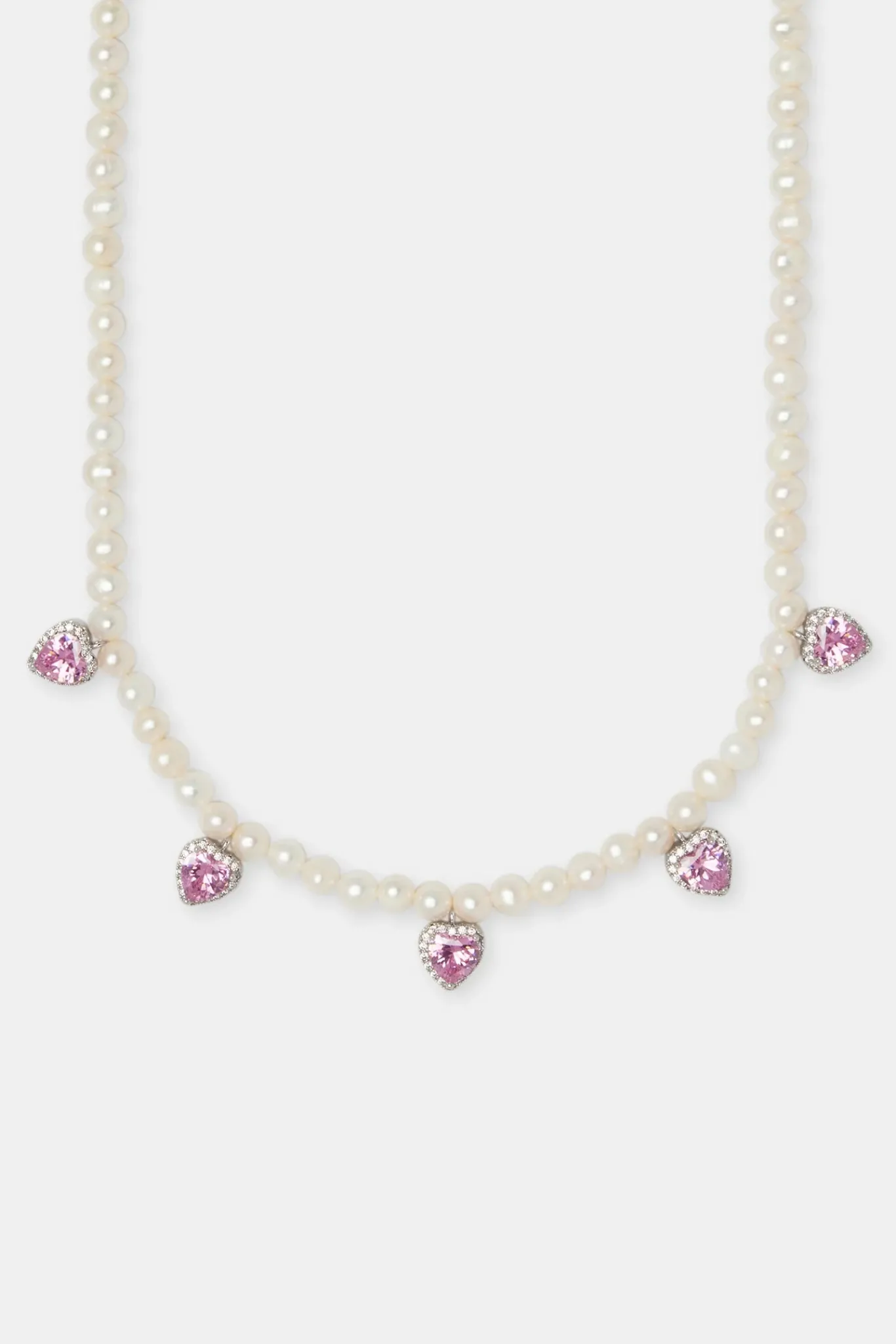 Women JWL-NECK Freshwater Pearl Drop Heart Gemstone Necklace - 6mm