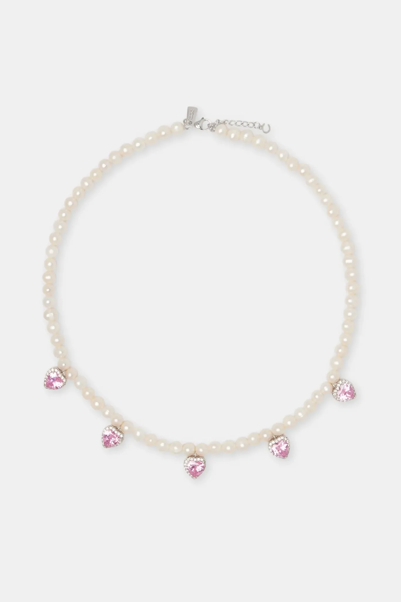 Women JWL-NECK Freshwater Pearl Drop Heart Gemstone Necklace - 6mm