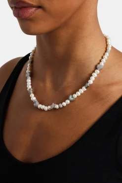 Women JWL-NECK-PRL Freshwater Pearl Iced Mixed Motif Necklace