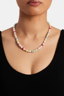 Women JWL-NECK-PRL Freshwater Pearl Pop Colour Bead Necklace - 6mm