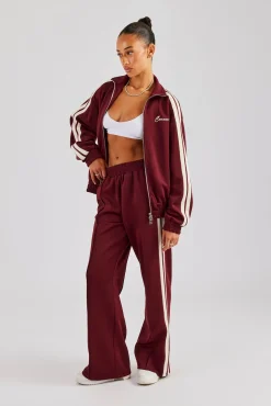 Women CLO-SET Funnel Neck Taping Zip Through Tracksuit  - Burgundy