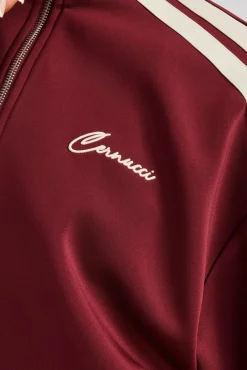 Women CLO-SET Funnel Neck Taping Zip Through Tracksuit - Burgundy