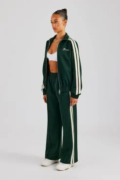 Women CLO-SET Funnel Neck Taping Zip Through Tracksuit - Bottle Green