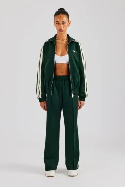 Women CLO-SET Funnel Neck Taping Zip Through Tracksuit - Bottle Green