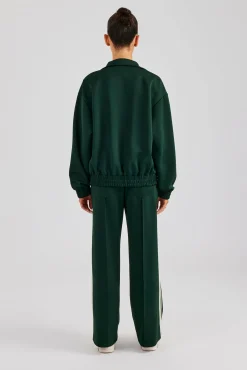 Women CLO-SET Funnel Neck Taping Zip Through Tracksuit - Bottle Green