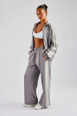Women CLO-SET Funnel Neck Taping Zip Through Tracksuit - Grey
