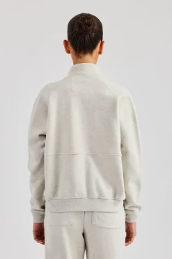 Women CLO-TOP-HS-SWE Funnel Neck Zip Through Sweat - Ash Grey
