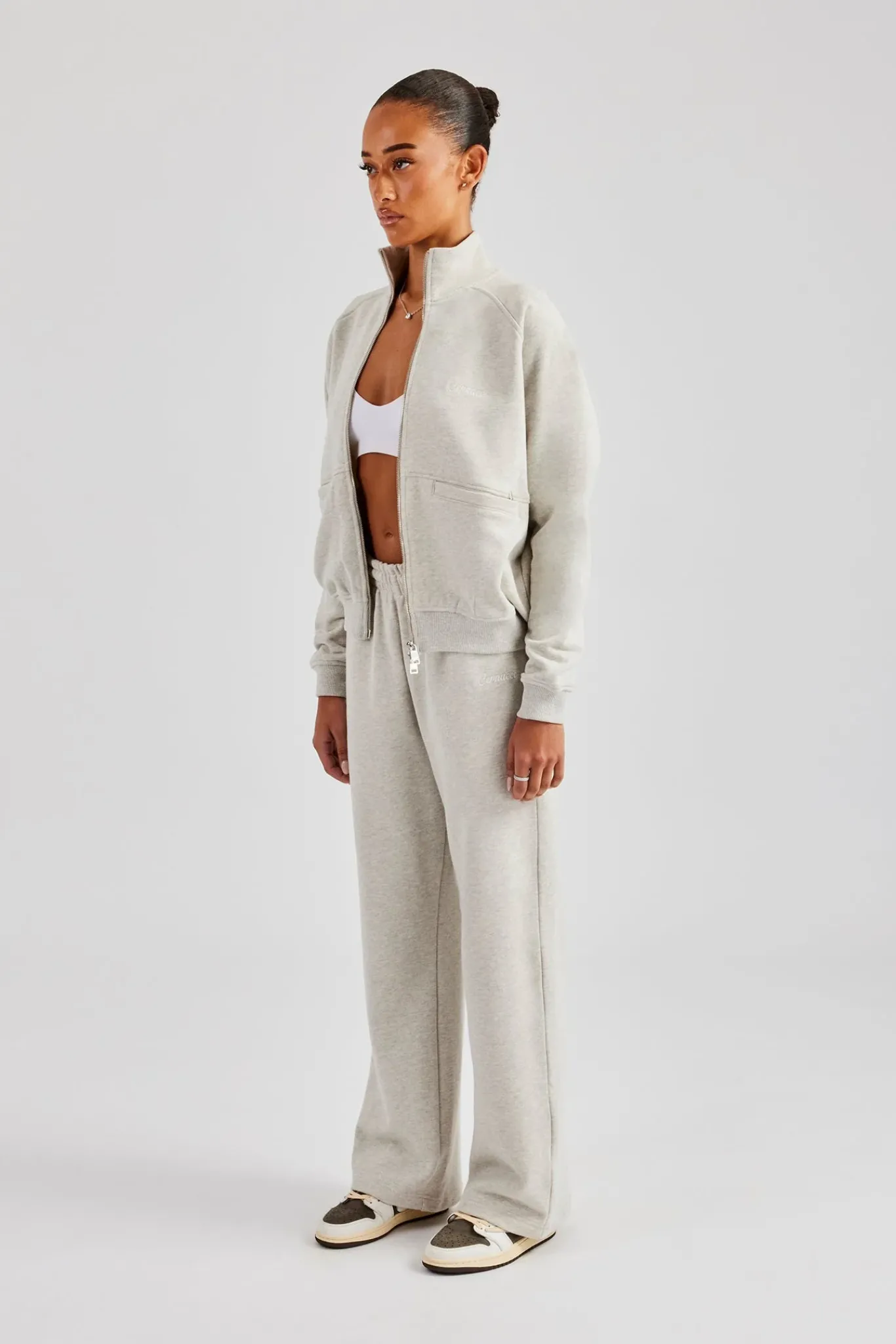 Women CLO-SET Funnel Neck Zip Through Tracksuit - Ash Grey