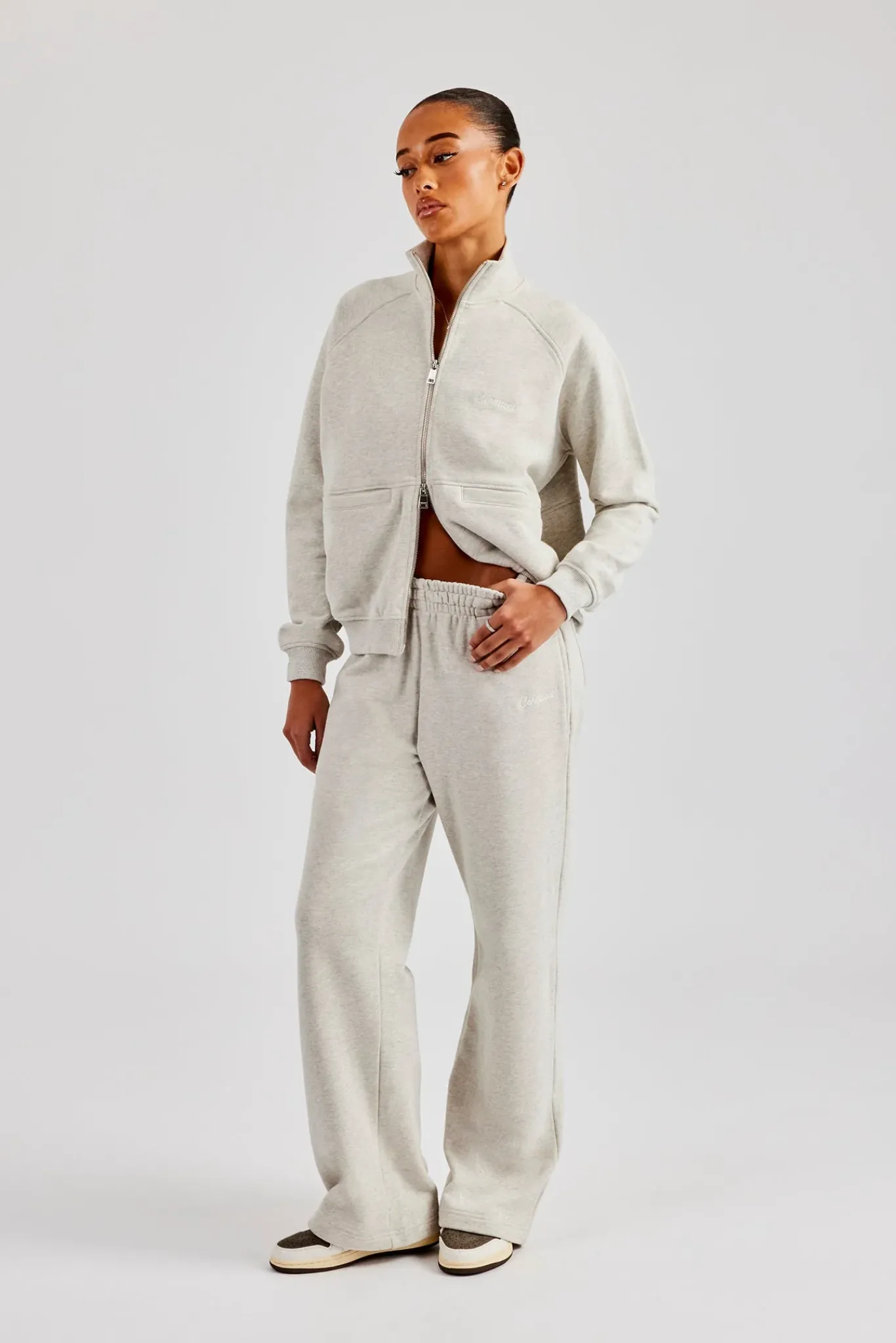 Women CLO-SET Funnel Neck Zip Through Tracksuit - Ash Grey