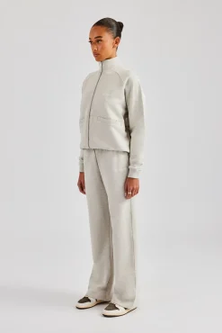 Women CLO-SET Funnel Neck Zip Through Tracksuit - Ash Grey