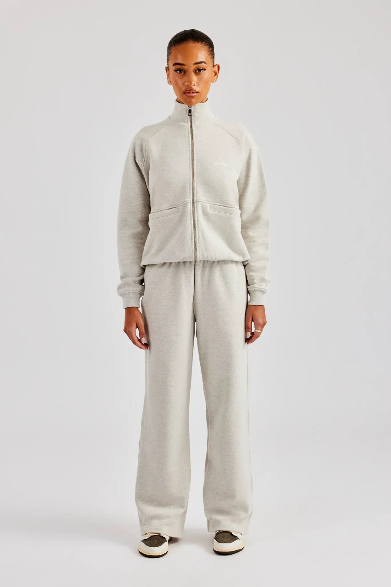 Women CLO-SET Funnel Neck Zip Through Tracksuit - Ash Grey