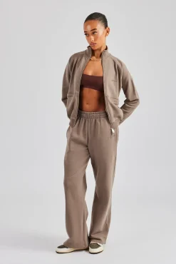 Women CLO-SET Funnel Neck Zip Through Tracksuit - Taupe