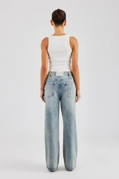 Women CLO-BOT-DEN Gemstone Baggy Jean - Antique Wash