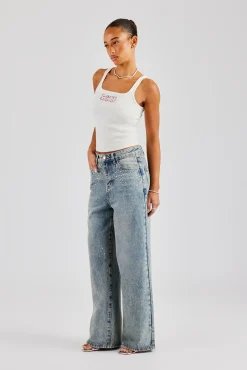 Women CLO-BOT-DEN Gemstone Baggy Jean - Antique Wash