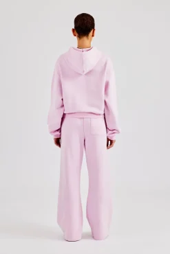 Women CLO-SET Glitter Applique Boxy Hooded Tracksuit  - Pink