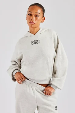 Women CLO-TOP-HS-HOOD Glitter Applique Oversized Hoodie - Ash Grey