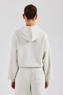 Women CLO-TOP-HS-HOOD Glitter Applique Oversized Hoodie - Ash Grey