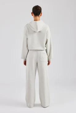 Women CLO-SET Glitter Applique Oversized Hooded Tracksuit - Ash Grey