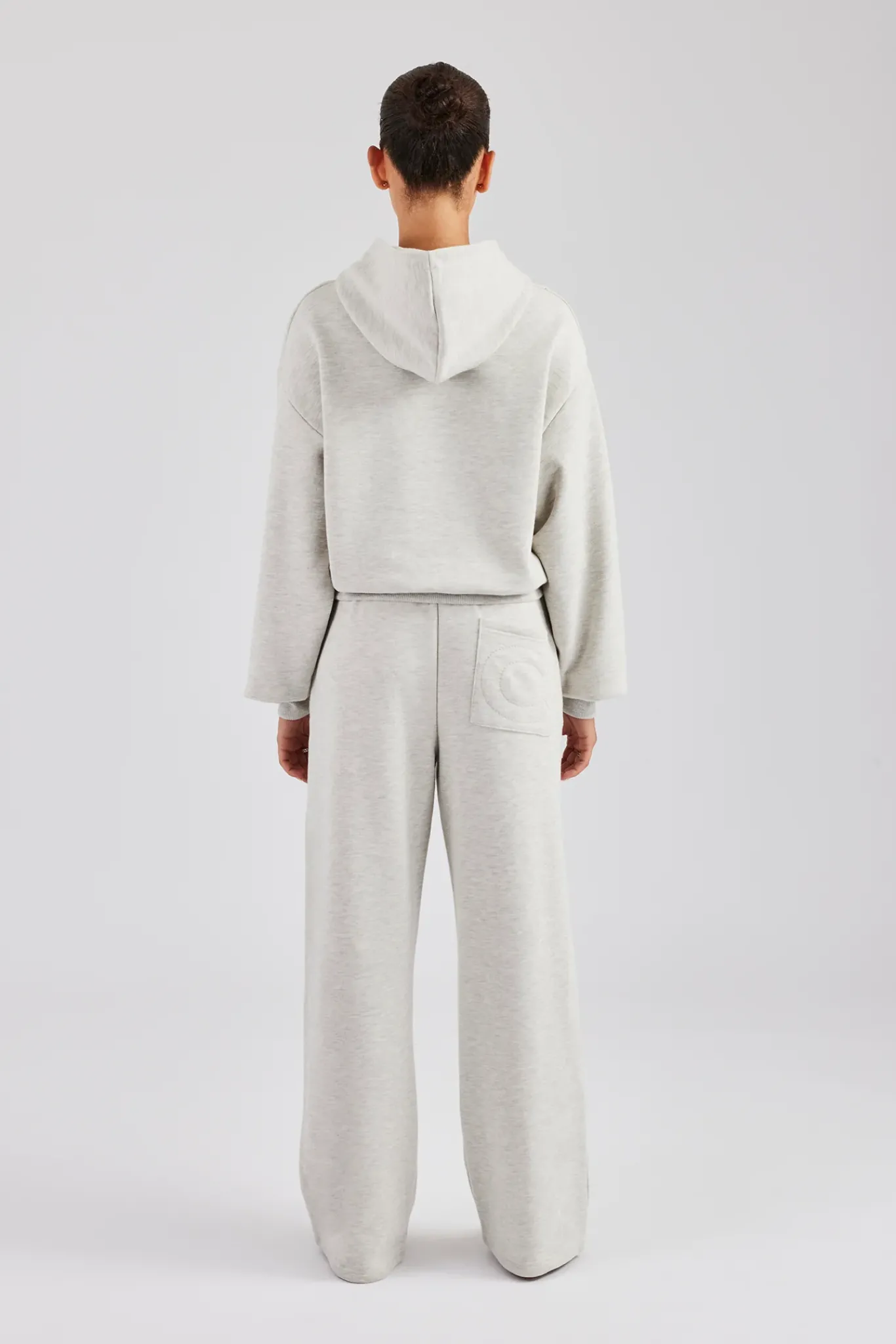 Women CLO-SET Glitter Applique Oversized Hooded Tracksuit - Ash Grey
