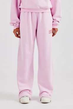Women CLO-BOT-TRO Glitter Applique Wide Leg Jogger - Pink