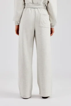 Women CLO-BOT-TRO Glitter Applique Wide Leg Jogger - Ash Grey