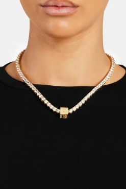 Women JWL-PEND Gold Plated Iced E Letter Block Pendant