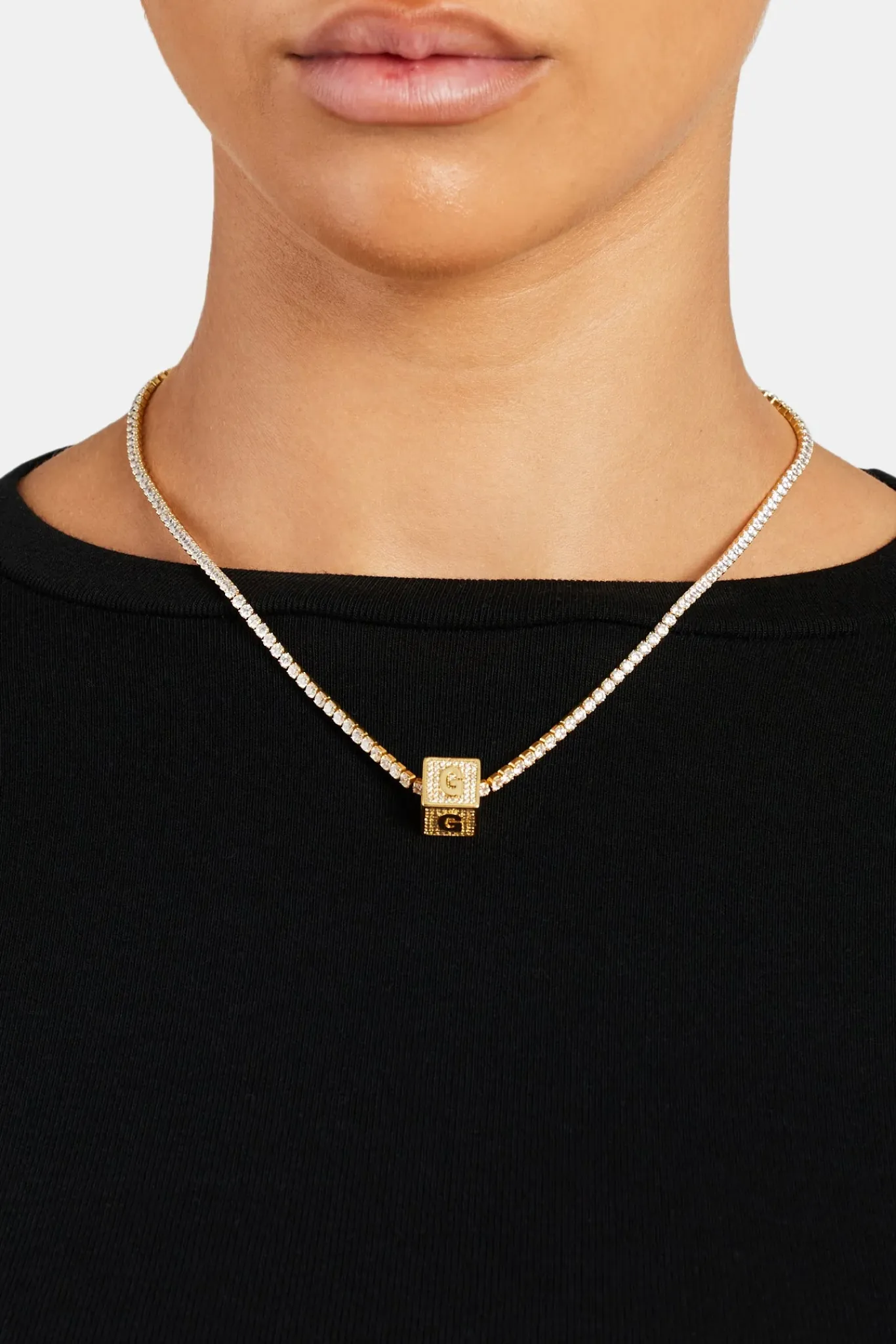 Women JWL-PEND Gold Plated Iced G Letter Block Pendant