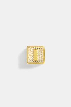 Women JWL-PEND Gold Plated Iced I Letter Block Pendant