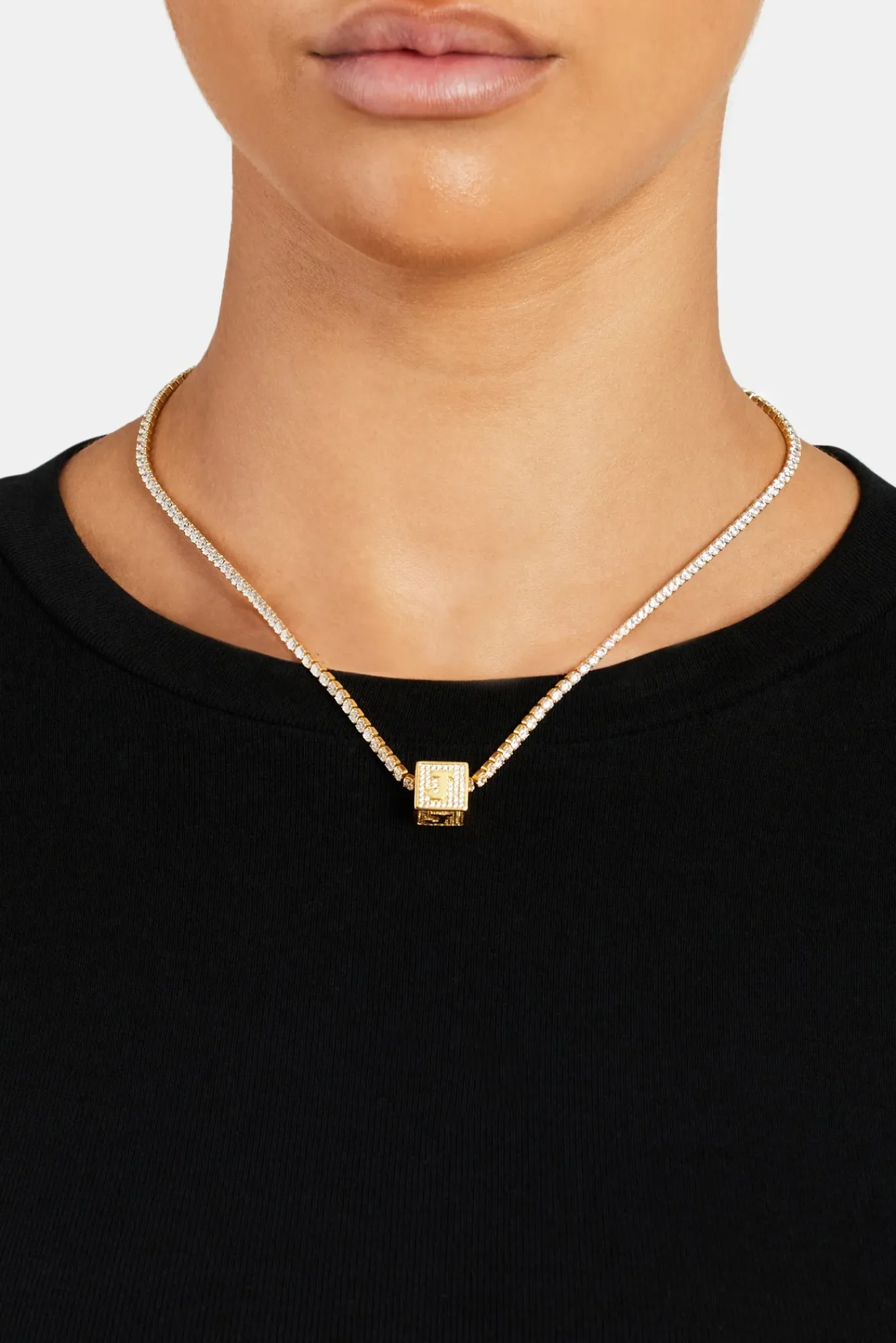 Women JWL-PEND Gold Plated Iced J Letter Block Pendant