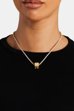 Women JWL-PEND Gold Plated Iced L Letter Block Pendant