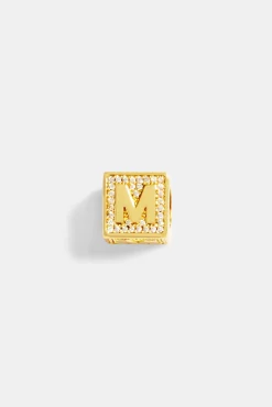 Women JWL-PEND Gold Plated Iced M Letter Block Pendant