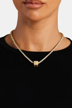 Women JWL-PEND Gold Plated Iced N Letter Block Pendant