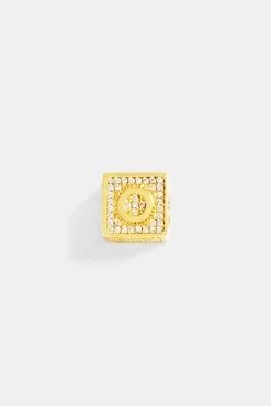 Women JWL-PEND Gold Plated Iced O Letter Block Pendant