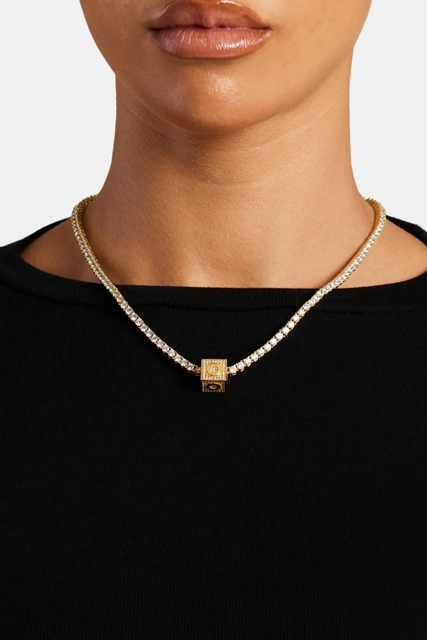 Women JWL-PEND Gold Plated Iced O Letter Block Pendant