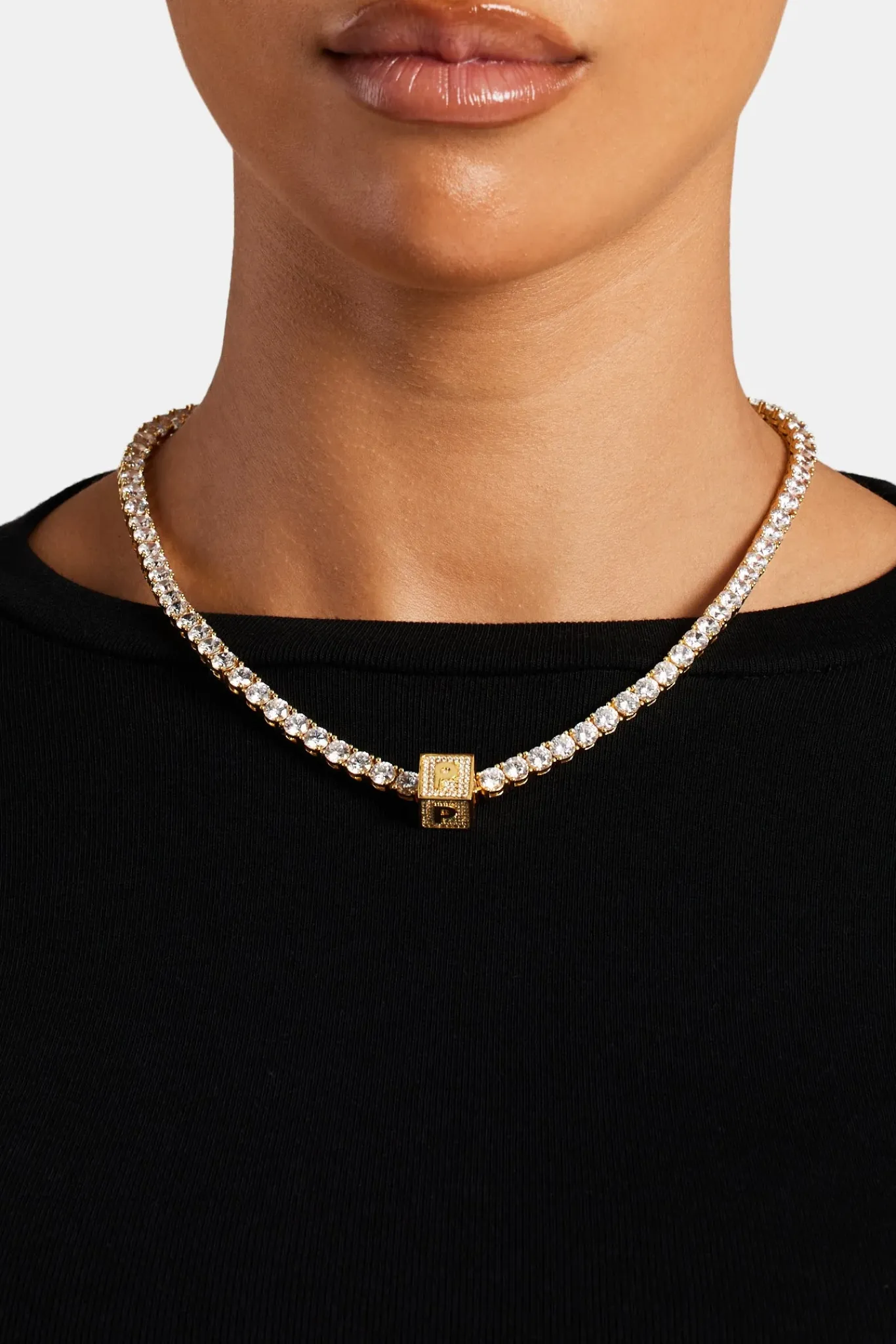 Women JWL-PEND Gold Plated Iced P Letter Block Pendant