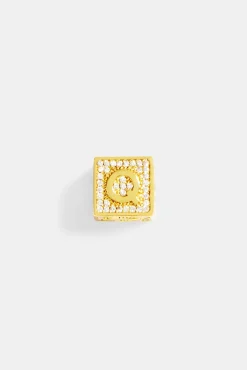 Women JWL-PEND Gold Plated Iced Q Letter Block Pendant