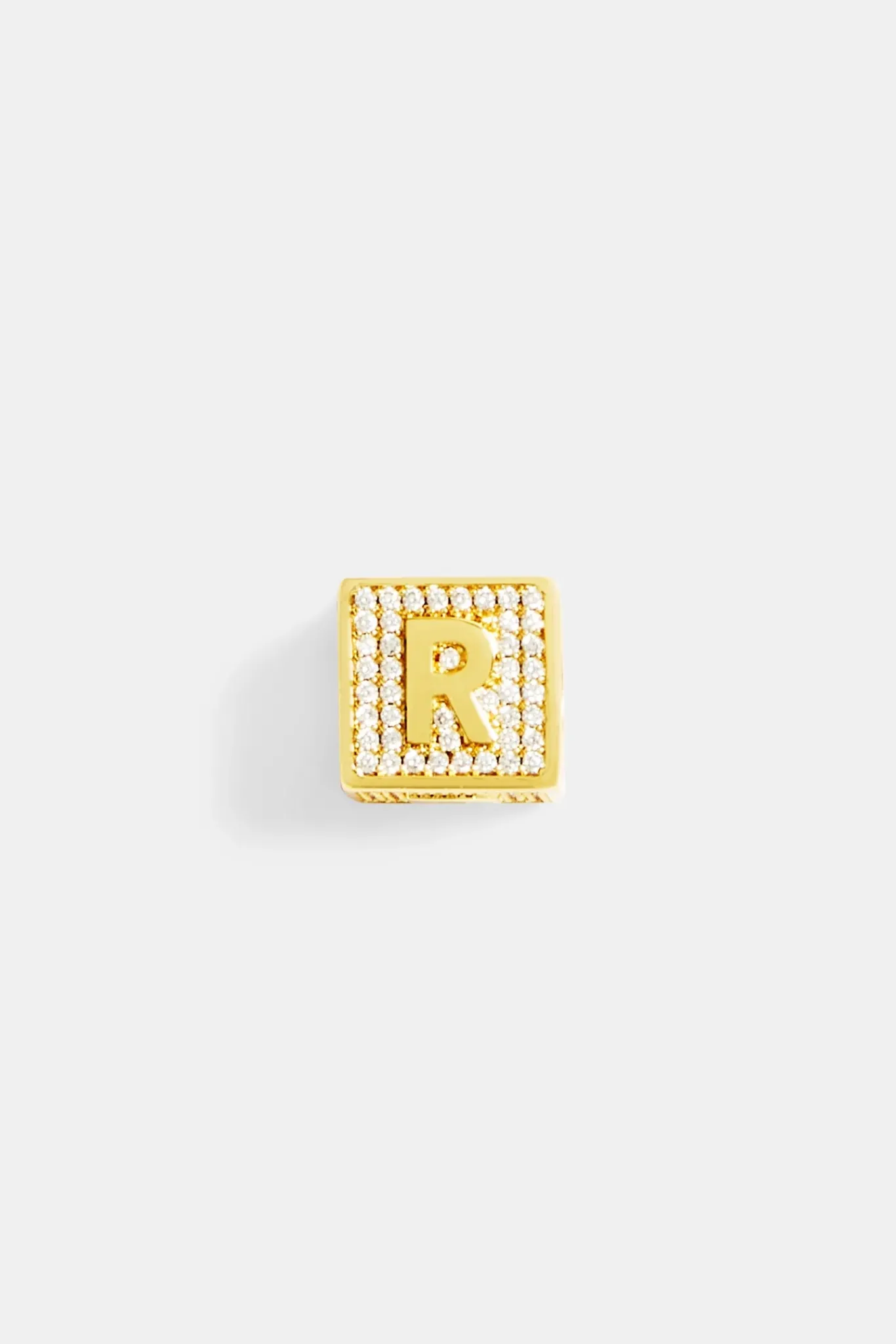 Women JWL-PEND Gold Plated Iced R Letter Block Pendant