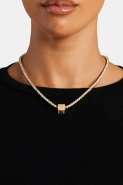 Women JWL-PEND Gold Plated Iced R Letter Block Pendant