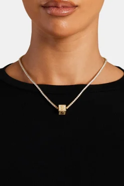 Women JWL-PEND Gold Plated Iced S Letter Block Pendant