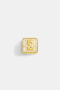 Women JWL-PEND Gold Plated Iced S Letter Block Pendant