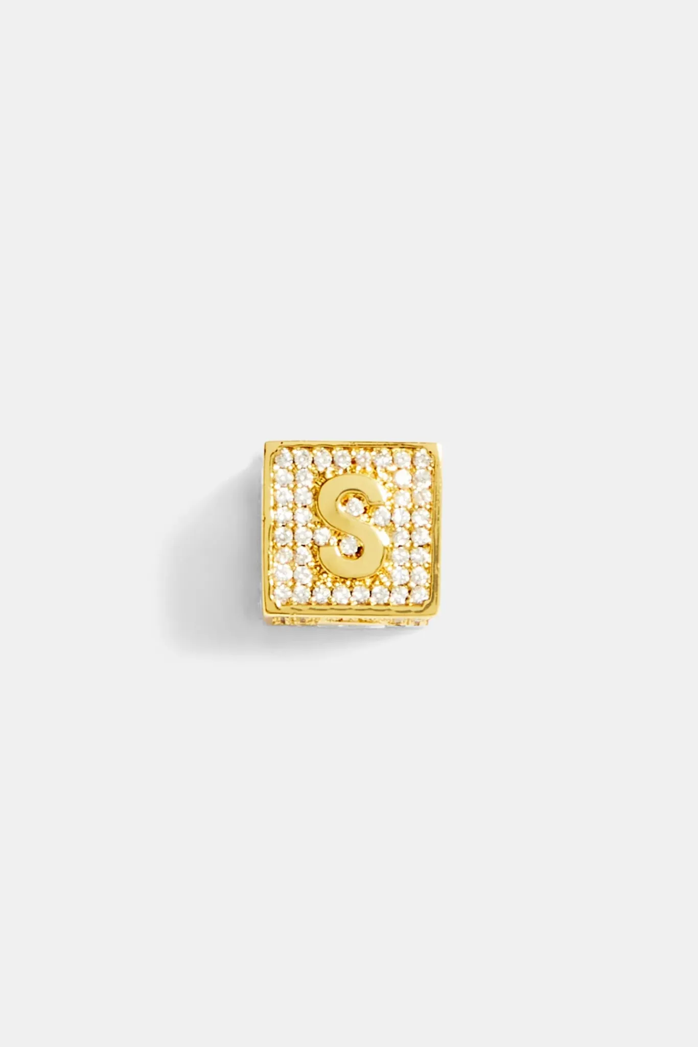 Women JWL-PEND Gold Plated Iced S Letter Block Pendant